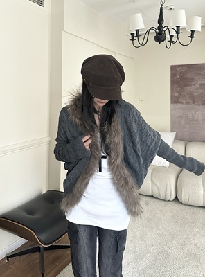 咖喱人慵懒风毛衣开衫外套女新款秋冬宽松显瘦休闲百搭女上衣