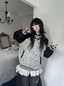 咖喱人秋季 星星印花拼接撞色棒球服外套女宽松百搭夹克上衣潮 新款