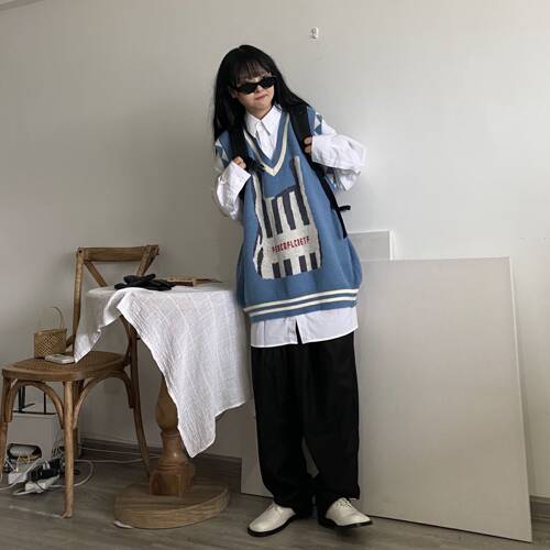 take咖喱人自制百搭风针织马甲