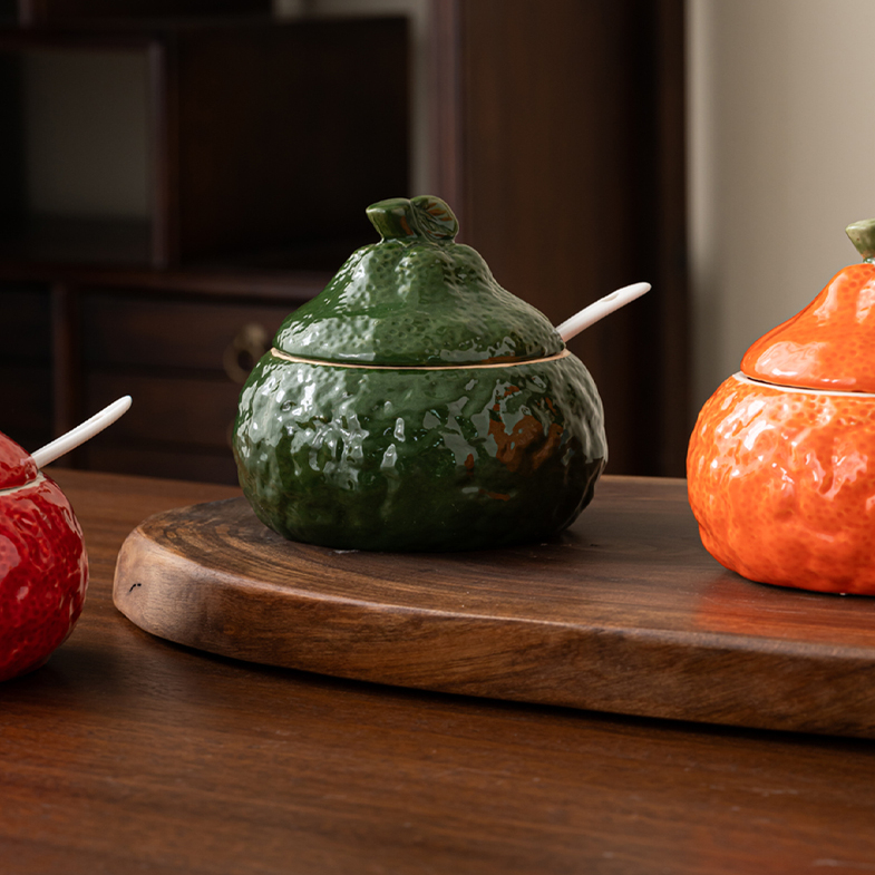 大吉大利陶瓷猪油罐家用耐热高温辣椒荤油小吃厨房调料鸡精盐罐子