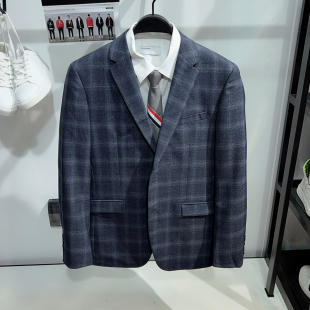 羊毛西装 男装 格纹西服结婚青年修身 外套3540G 商务正装 柜1899