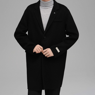 81绵羊毛 男装 双面呢大衣男 商务休闲毛呢外套6001I 长款 柜1999