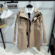 2024秋冬新款 G家男装 连帽风衣男士 潮流卡其色刺绣拼色冲锋衣外套