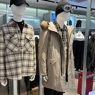 白鸭绒外套1014J 卡其色连帽毛领羽绒服男加厚长款 柜2699 G家男装