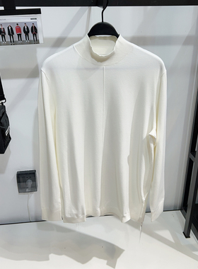 柜699【G】男装半高领白色毛衣秋冬新款百搭休闲打底针织衫0641G