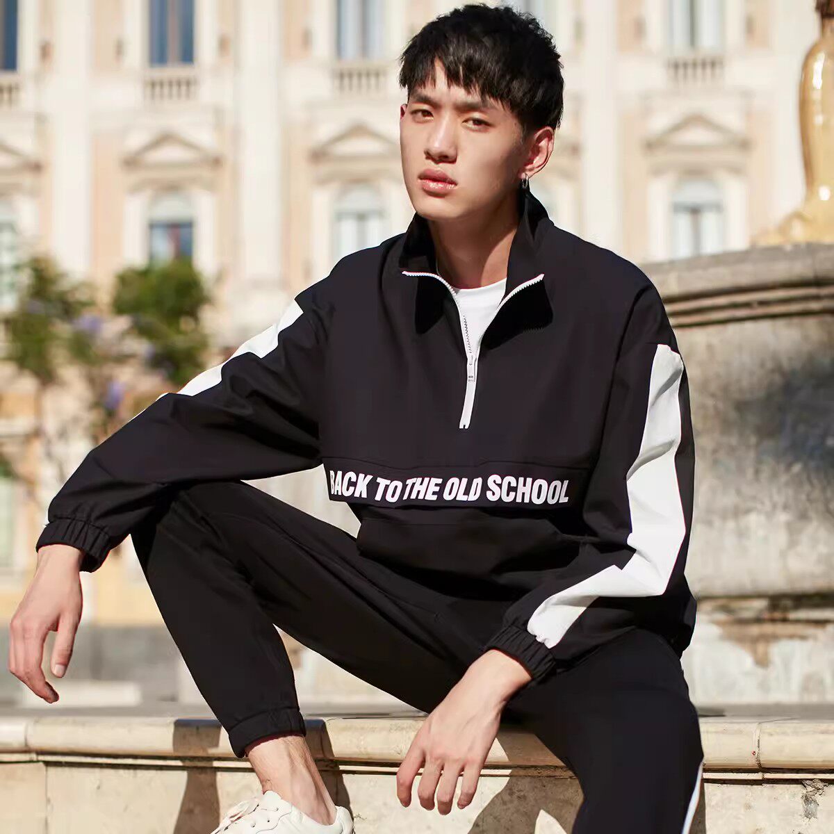 男士宽松立领套头运动夹克外套潮