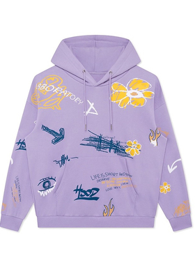 【男女同款】G家男装oversize连帽卫衣宽松休闲印花情侣帽衫1007A