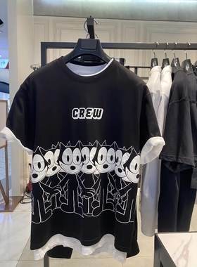 [商场同款]G家男装卡通印花联名短袖T恤夏季百搭圆领情侣装4541D