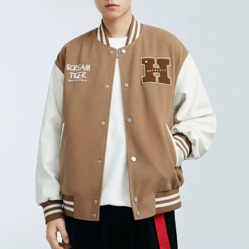 冬季拼皮袖vibe风情侣棒球服夹克