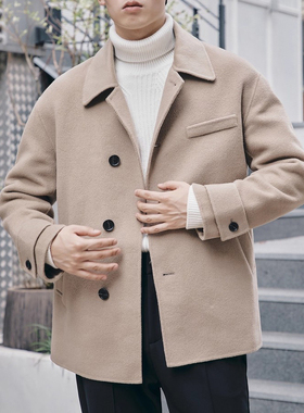 [商场款]G家通勤男装双面呢大衣男 81％绵羊毛 宽松翻领外套6002I