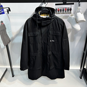 柜1599 刺绣风衣外套8277E 可拆卸连帽黑色中长款 商场同款 G家男装