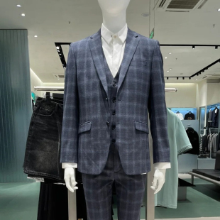 通勤西装 格纹羊毛西服春秋单排扣英伦时尚 G家男装 外套 商场同款