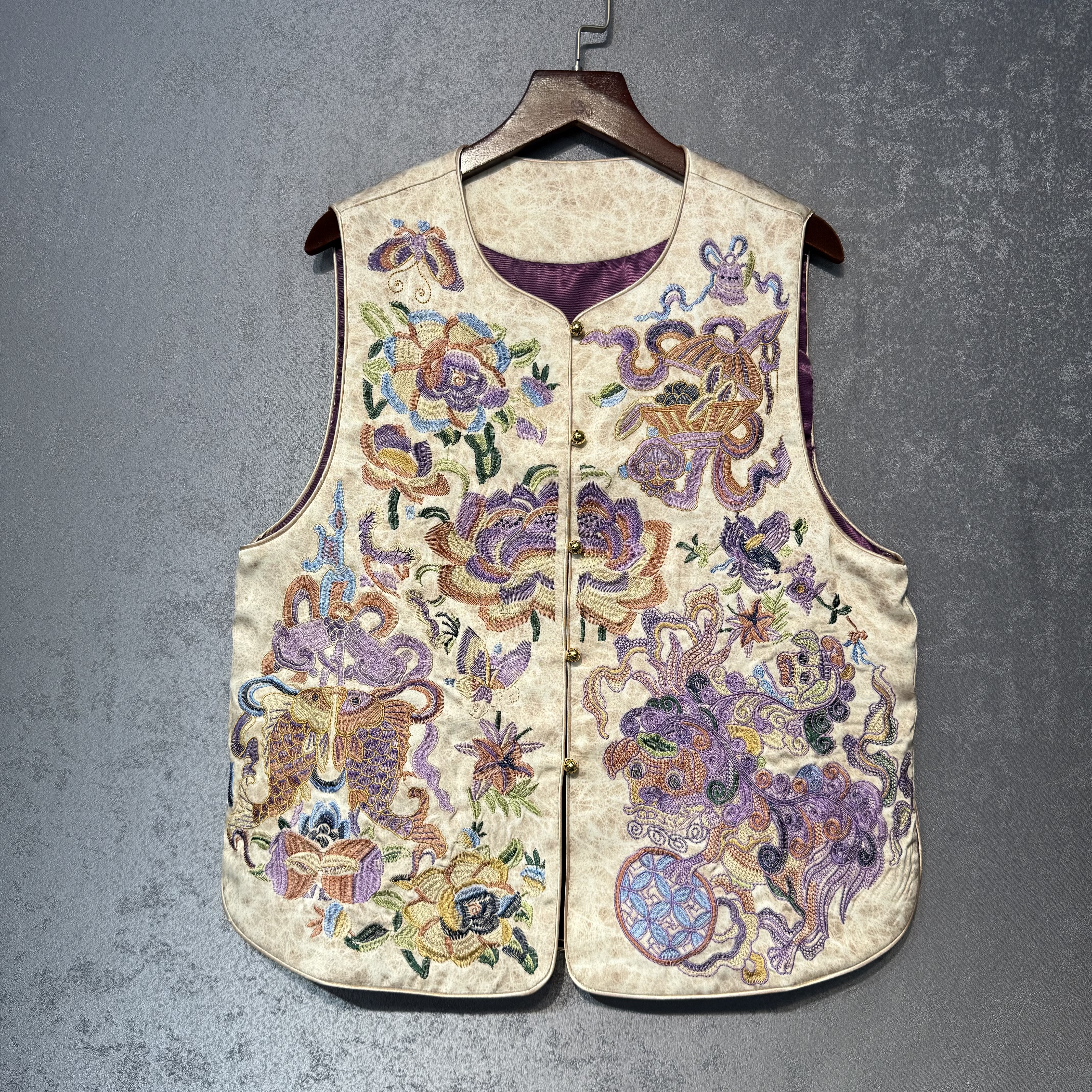 【一梦生莲】新中式国风山海经重工刺绣马甲2025秋新款复古坎肩女