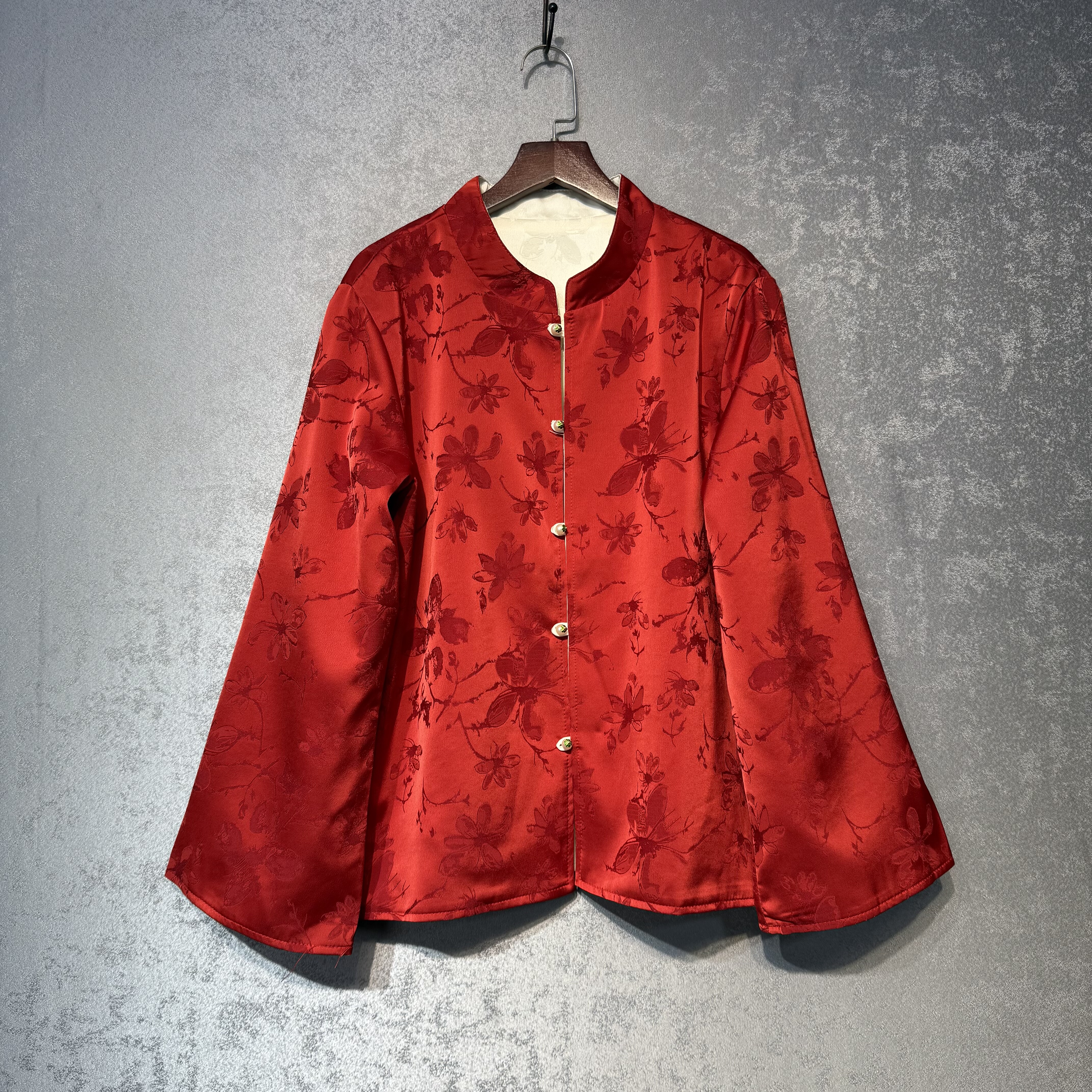 新中式国风外套年轻款真丝缎面宋锦提花两面两穿宽松唐装上衣女