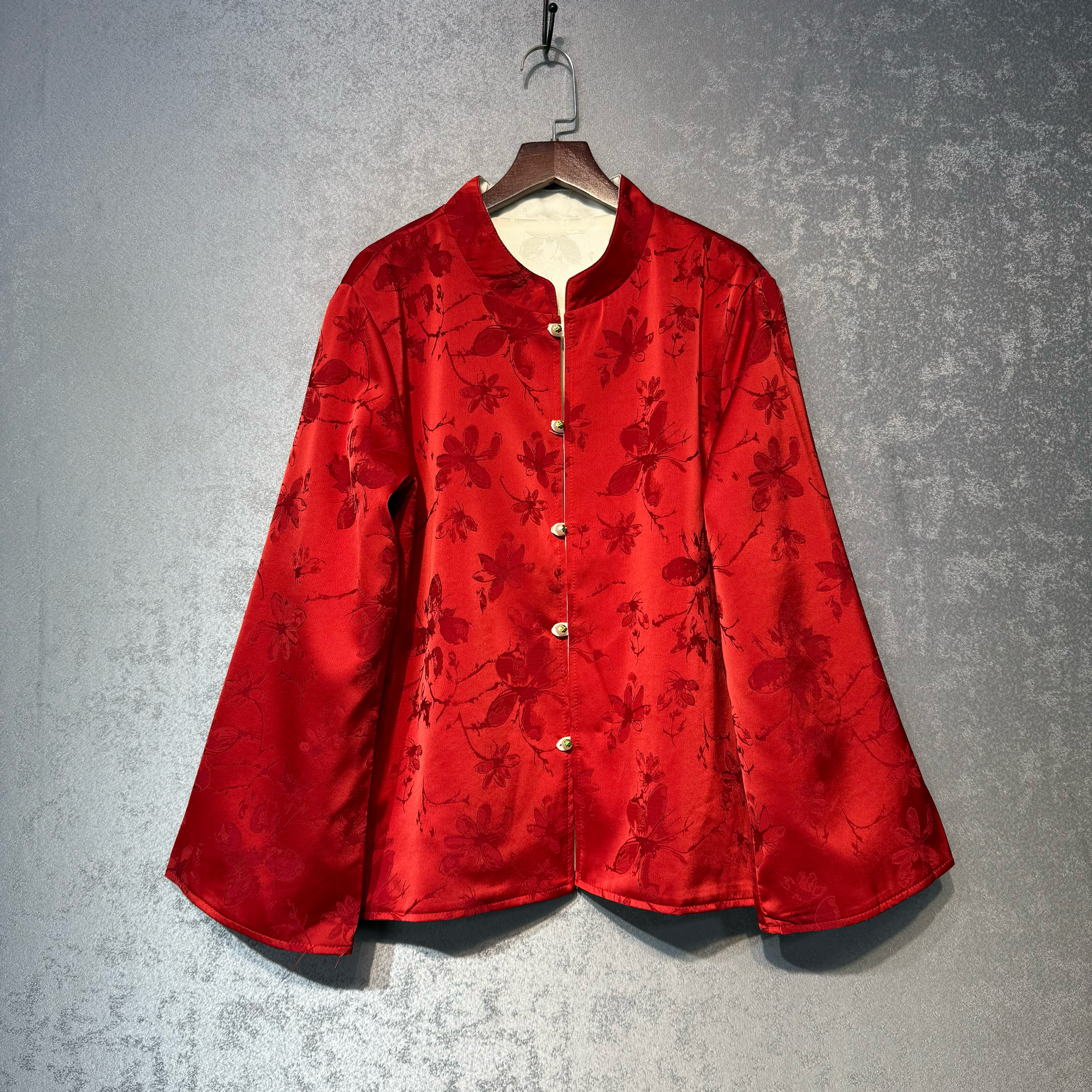 新中式国风外套年轻款真丝缎面宋锦提花两面两穿宽松唐装上衣女