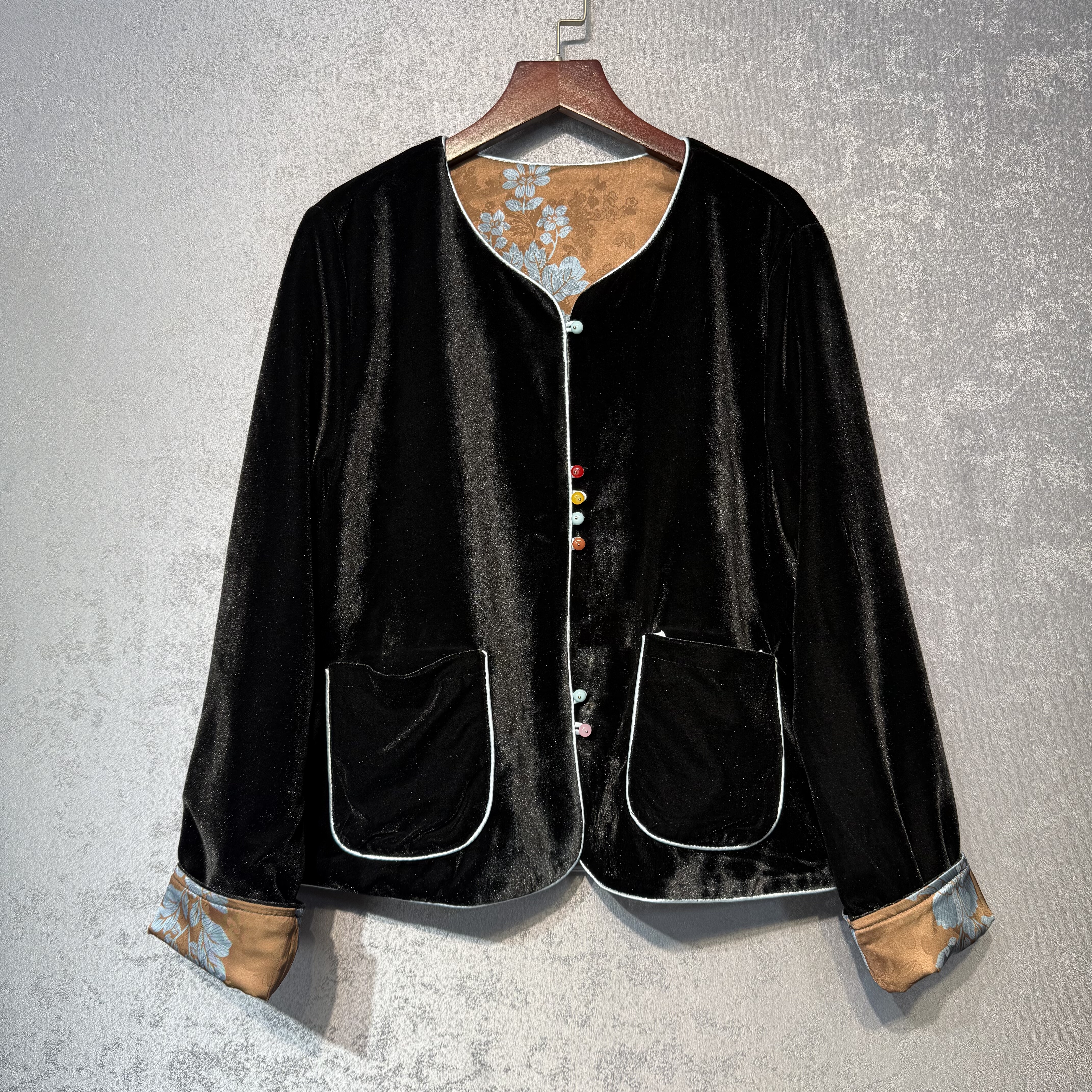 新中式国风双面穿丝绒外套女2025年秋季新款高级感气质百搭开衫