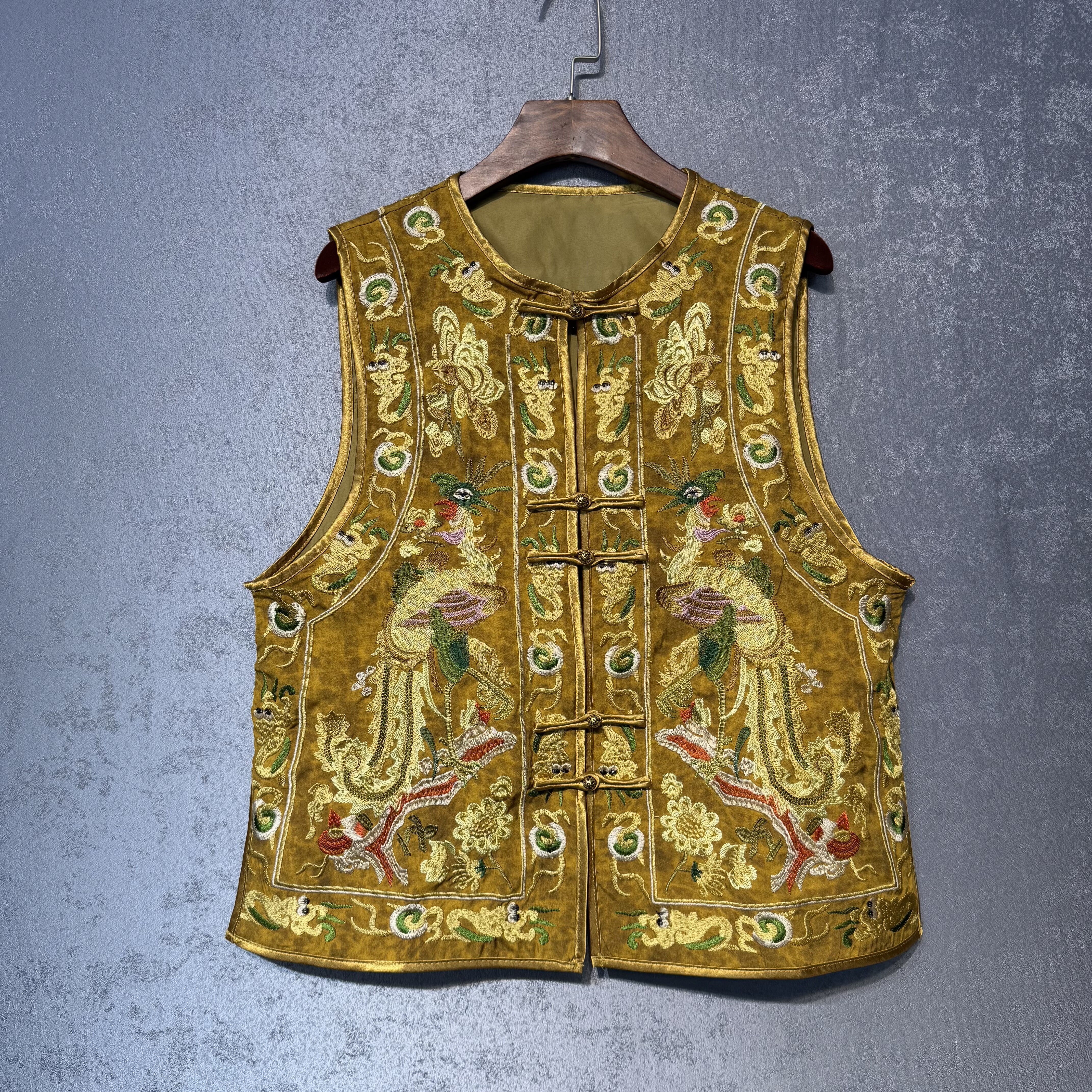 新中式醋酸重工刺绣国风马甲凤舞九天女2025秋季新款气质坎肩上衣