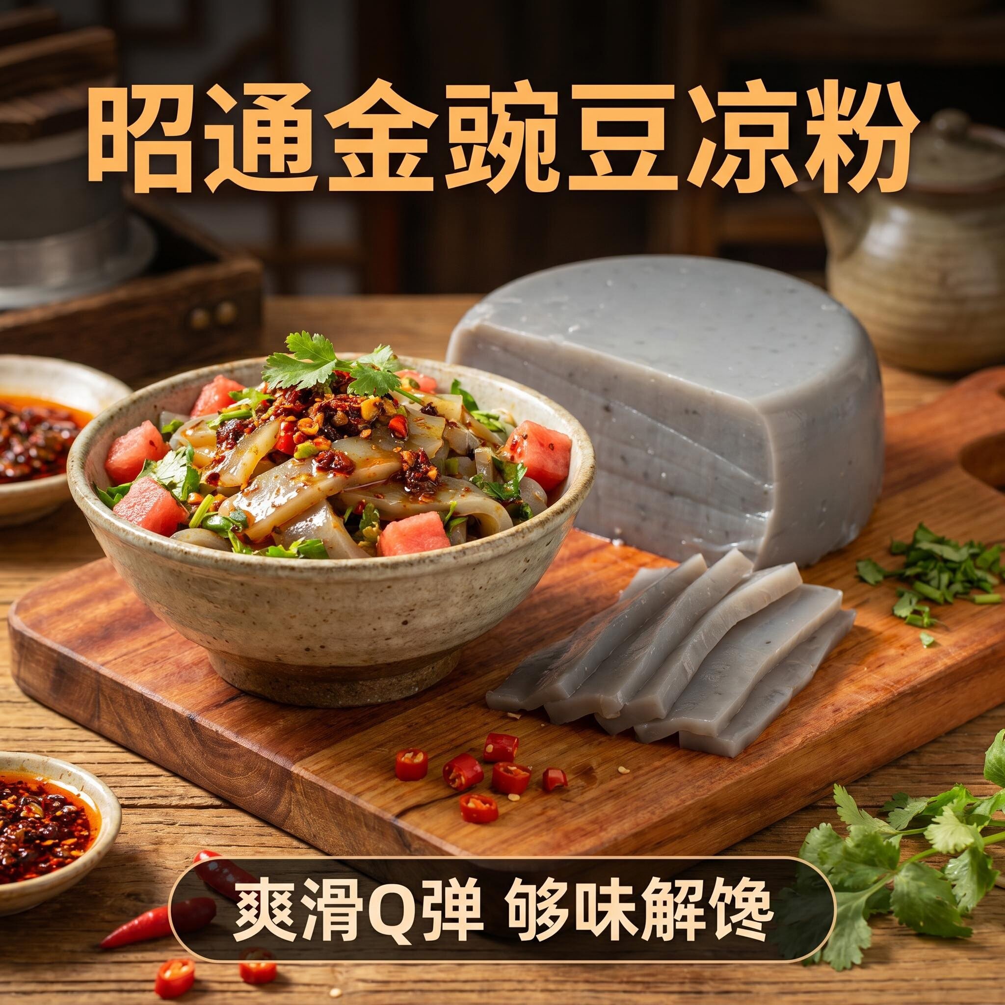 昭通金豌豆凉粉云南特产爽滑Q弹够味解馋豌豆粉