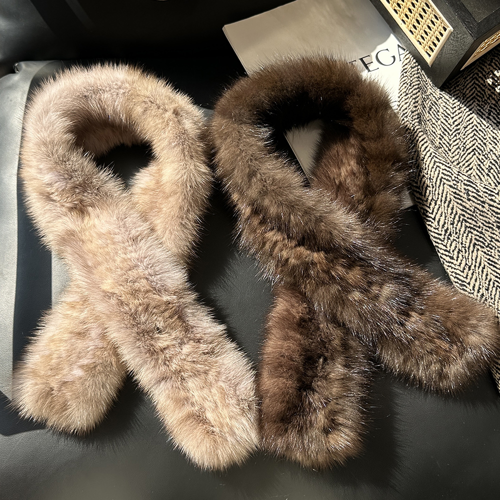 气质紫貂围巾水貂毛皮草围巾女