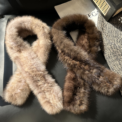 气质紫貂围巾水貂毛皮草围巾女