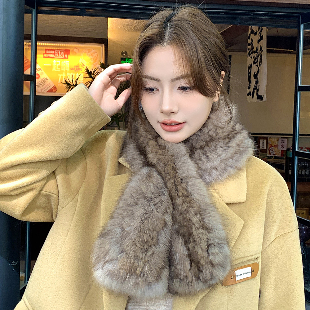 高端轻奢紫貂毛加厚保暖围巾