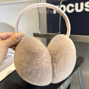 可爱整皮獭兔毛耳罩女士秋冬保暖耳套毛绒耳包防寒服护耳耳捂耳暖