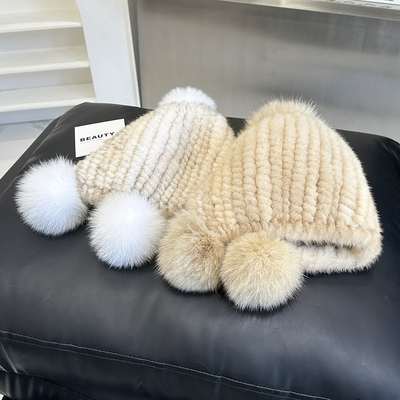 百搭保暖女士冬季水貂毛护耳帽子