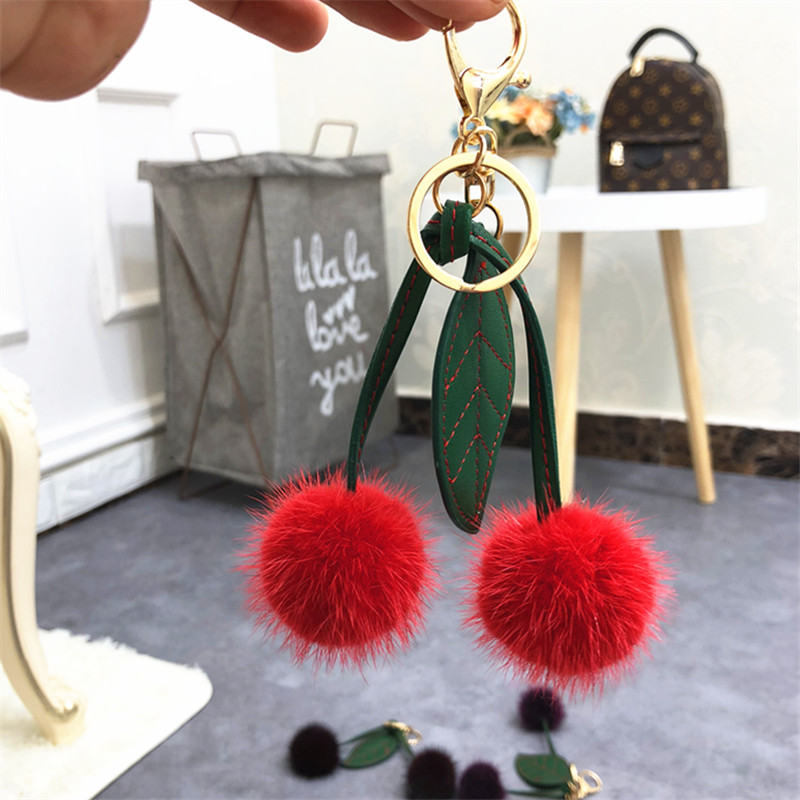 水貂毛球挂件樱桃超Q钥匙扣手机挂件包包挂件,服饰配件/皮带/帽子/围巾,包挂件,淘宝优惠券,粉丝福利购,淘宝优惠卷