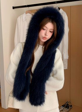 梨宿狐狸毛风雪帽子亲肤保暖洋气