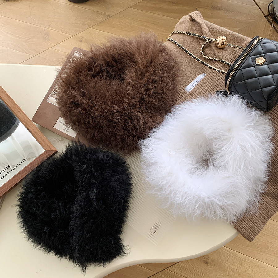 高奢羊毛皮毛一体围巾女冬季保暖百搭双面皮草磁扣围脖毛毛领子