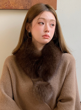 新款气质狐狸毛围脖毛领子加球皮草围巾紫貂双面毛加厚加绒獭兔毛