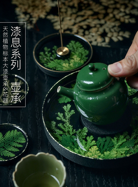 种籽造物植物标本大漆壶承干泡盘茶盘托盘中式摆件非遗漆器礼物