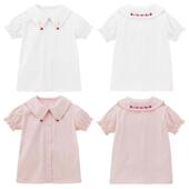 女童卡通小兔刺绣海军领短袖 新款 衬衣内搭 夏季 日本潮牌衬衫