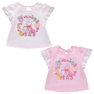 日本潮牌钢琴家童装 日系甜心小兔水果派对印花短袖T恤女儿服