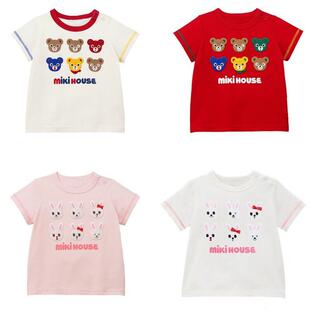 日本潮牌童装 日系男女童夏季新款 可爱卡通熊兔纯棉红色短袖T恤