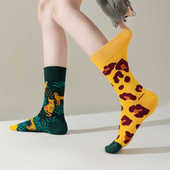 买4送1 袜子女原创AB潮袜不对称图鸳鸯袜ins中高筒个性 街头百搭