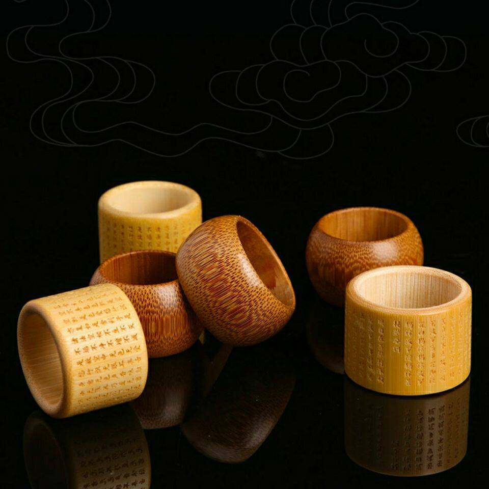 实心竹扳指手把件玩文玩竹节手环圈玉竹扳指金丝竹艺术品把玩戒指