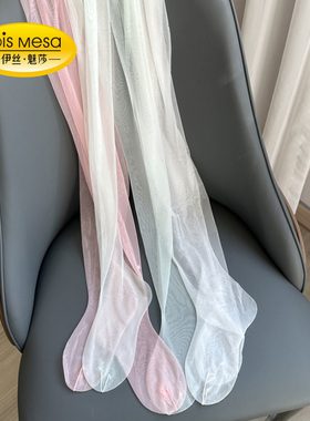 LM 0D网纱腰薄荷曼波绿丝袜女春夏季超薄无缝档显白打底袜连裤袜