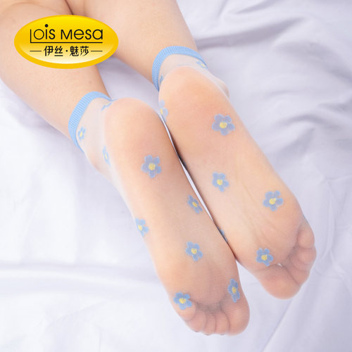 LM5双韩系彩色超薄脚尖透明短袜
