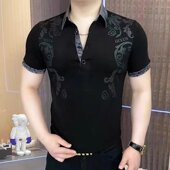 男士 短袖 休闲夏季 半袖 上衣 2026新款 翻领商务轻奢印花打底衫 POLO衫