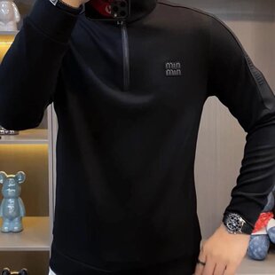 2026新款男士潮流长袖POLO衫打底衫百搭卫衣半高领打底衫轻奢上衣
