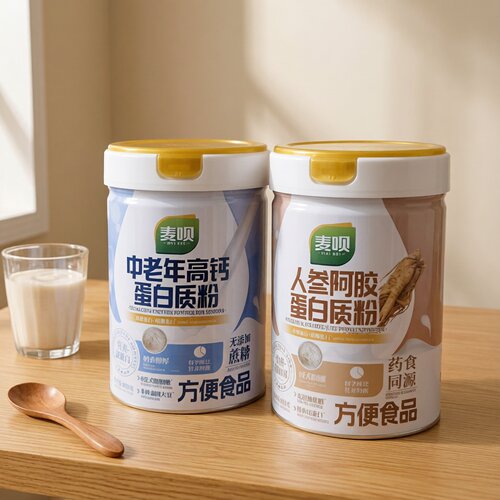 麦呗低脂高钙人参阿胶蛋白质粉中老年谷物冲调多种口味营养饮品