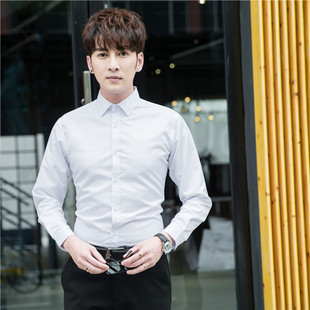 男长袖 伴郎西装 修身 职业工作上班秋季 衬衣白色 免烫商务正装 白衬衫