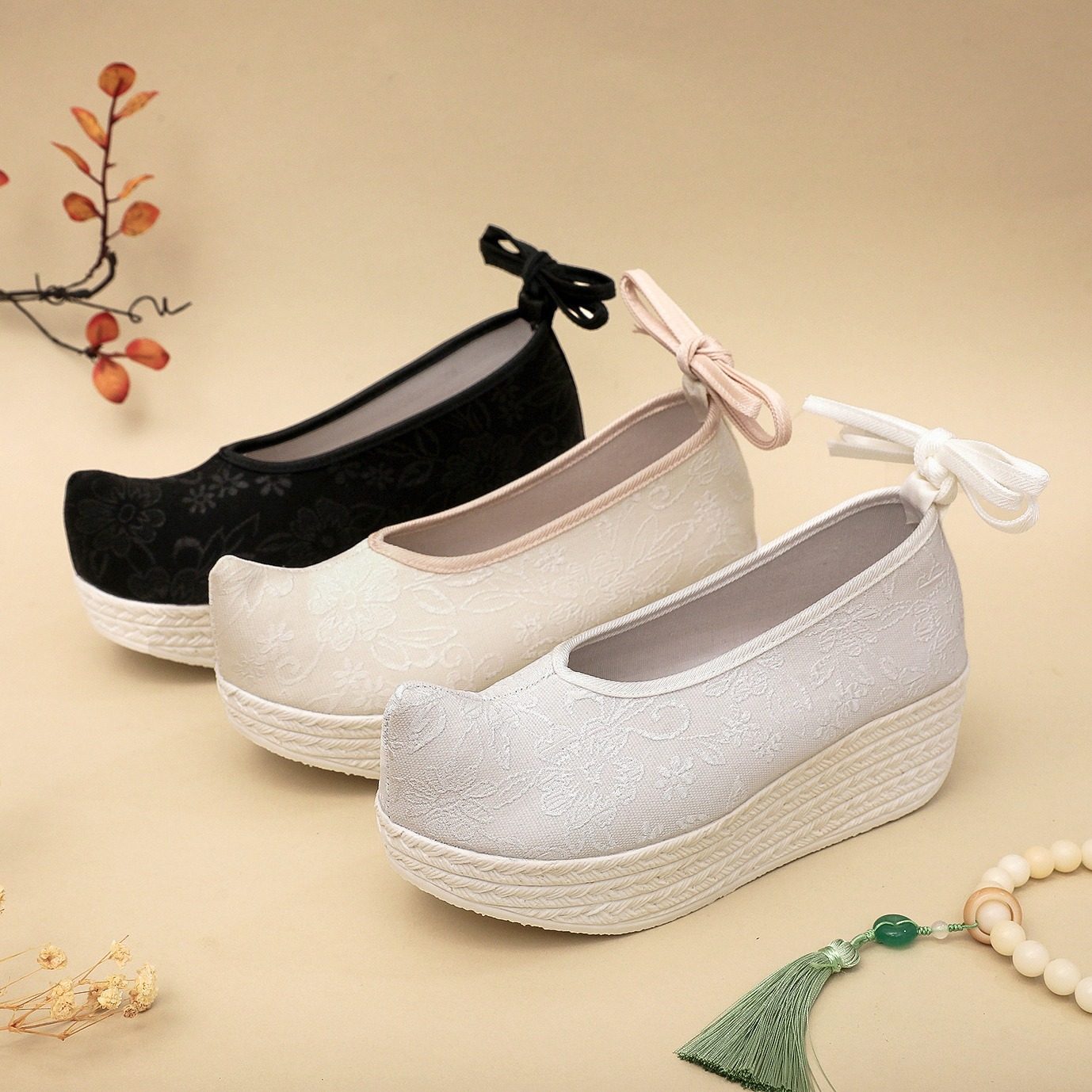 表演戏曲舞台绣花鞋女增高厚底汉服鞋纯色国风古装鞋民族风新中式,女鞋,汉服鞋,淘宝优惠券,粉丝福利购,淘宝优惠卷