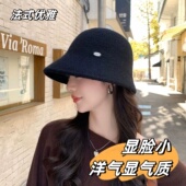羊毛呢渔夫帽女款 优雅显脸小礼帽 圆顶保暖盆帽法式 2026新款 冬季