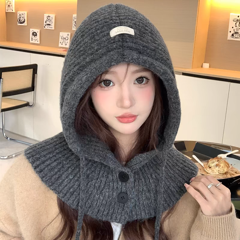 无休闲男女通用秋冬抽绳款套头帽