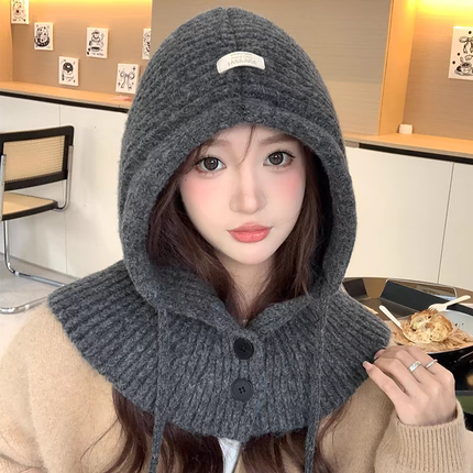帽子女款秋冬新款时尚潮流安哥拉红巴拉克拉法帽大头围针织毛线帽