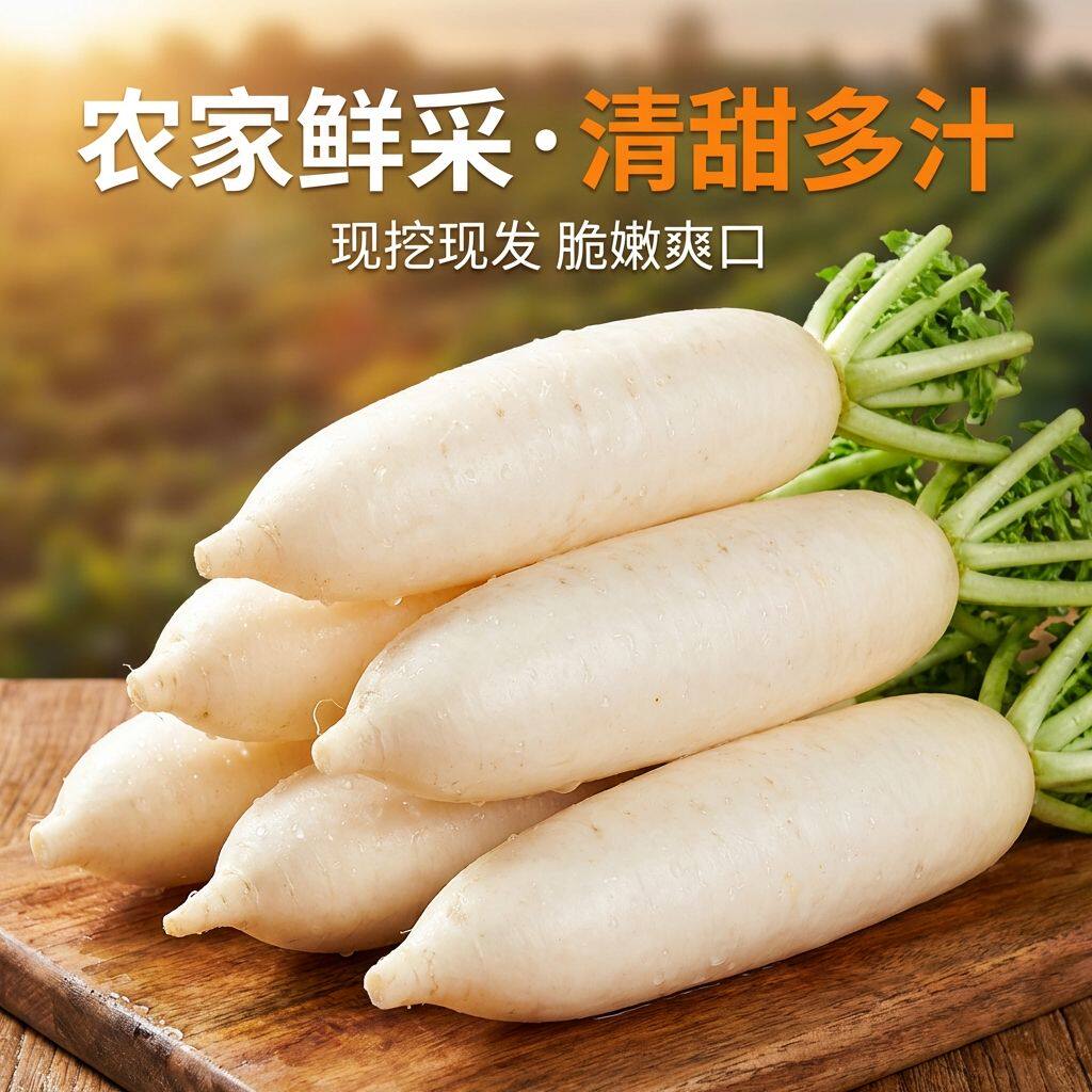 湖北白萝卜新鲜农家现挖白肉萝卜生吃脆甜火锅泡菜大萝卜包邮