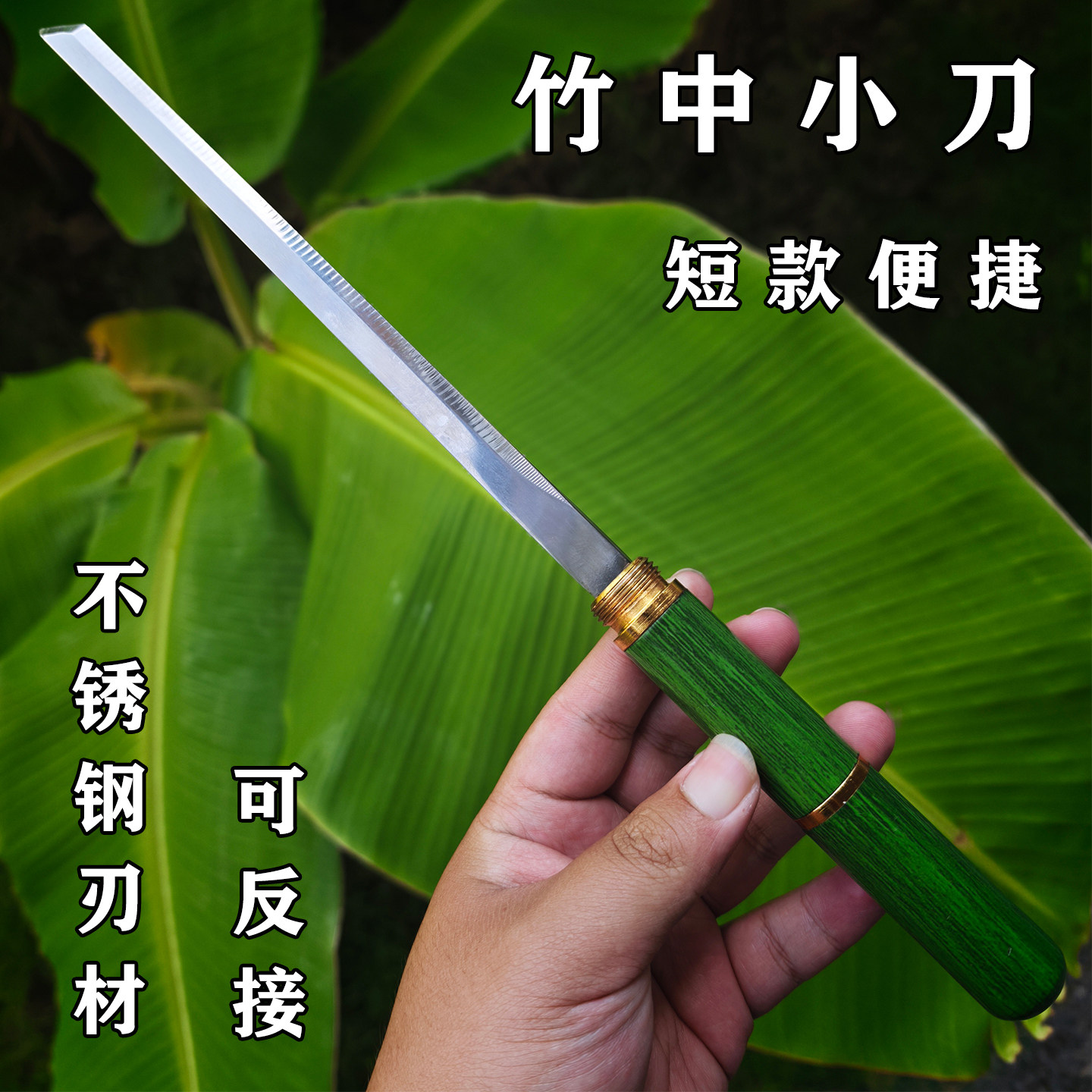 青竹中小刀短款便携不锈钢把玩解闷文玩道具可反接户外刀具未开刃