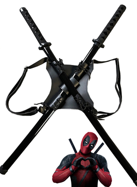 死侍双刀木刀忍者神龟双剑刀剑动漫cos双肩背带玩具刀未开刃